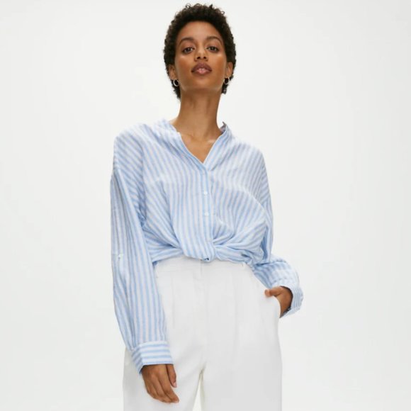 Adara Blouse Twist-front linen blouse The Group by Babaton - Picture 2 of 8